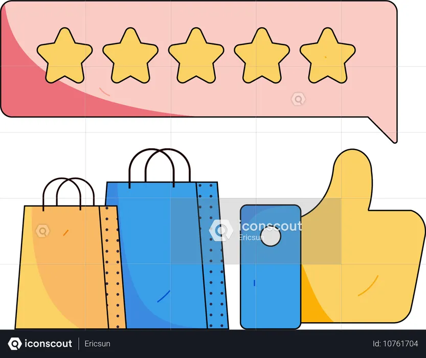 Pessoas dando avaliações de compras  Ilustração