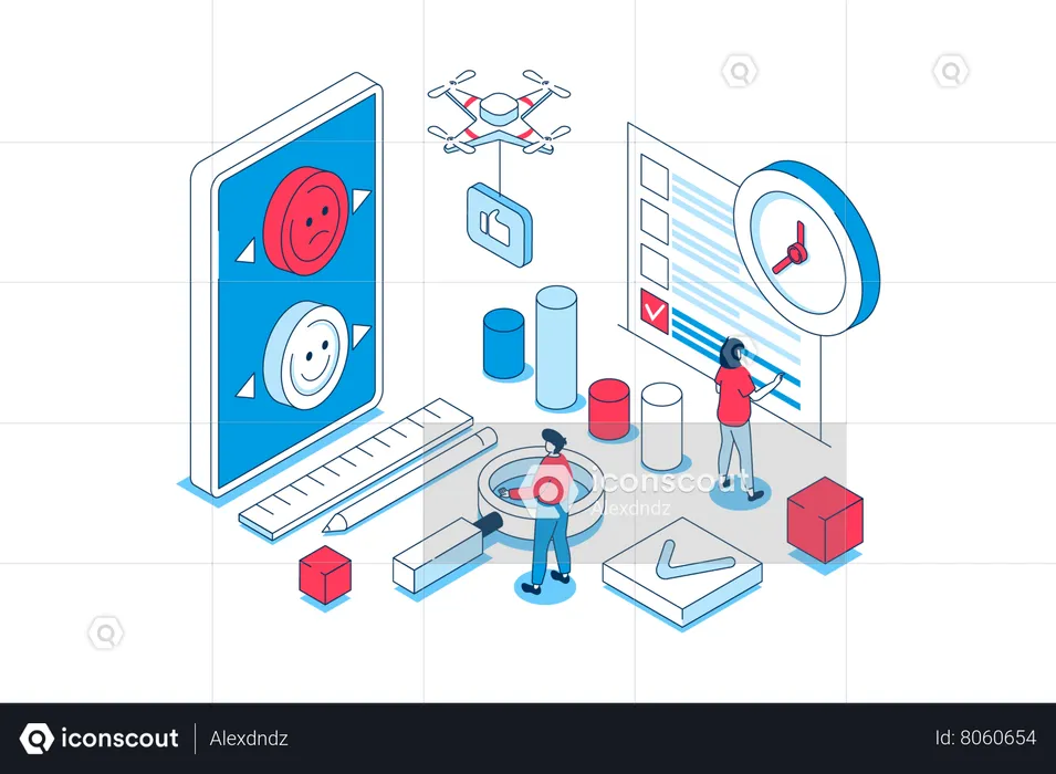 Pessoas dando feedback ao cliente  Ilustração