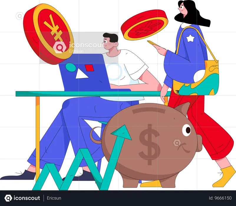 Pessoas economizando dinheiro  Ilustração