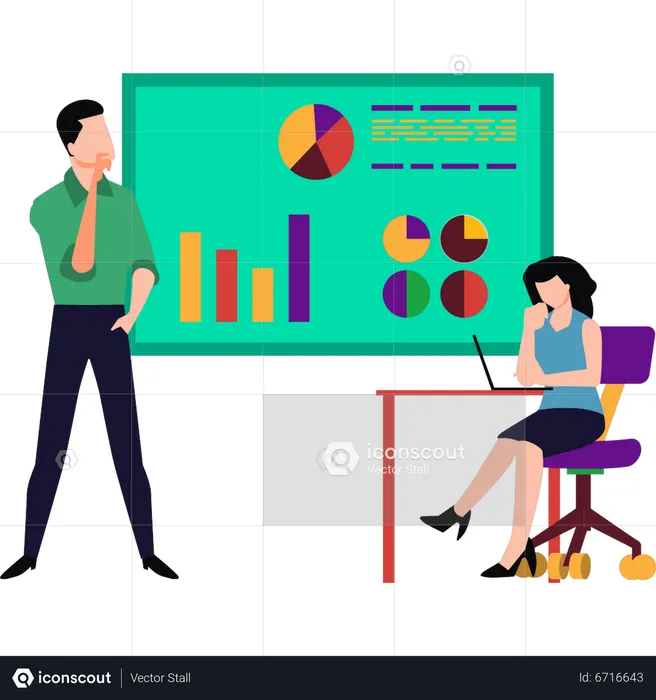 Pessoas em negócios conduzindo análises de negócios  Ilustração