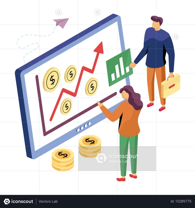 Pessoas de negócios analisando dados de gráficos financeiros  Ilustração