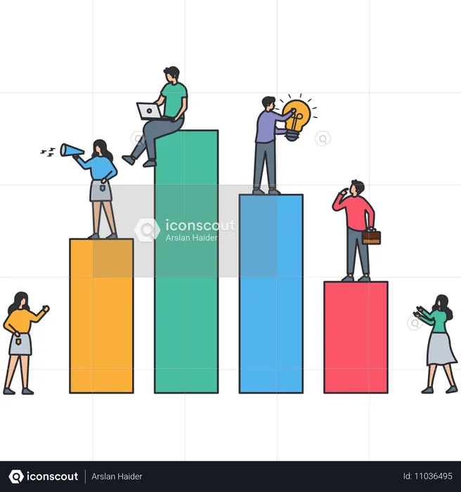 Pessoas de negócios fazendo monitoramento de dados  Ilustração