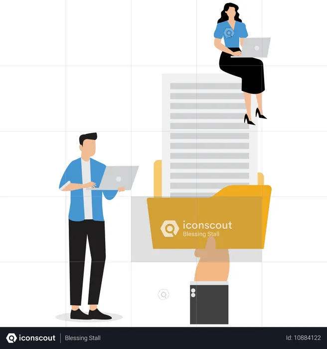 Pessoas de negócios trabalhando com documentos comerciais  Ilustração