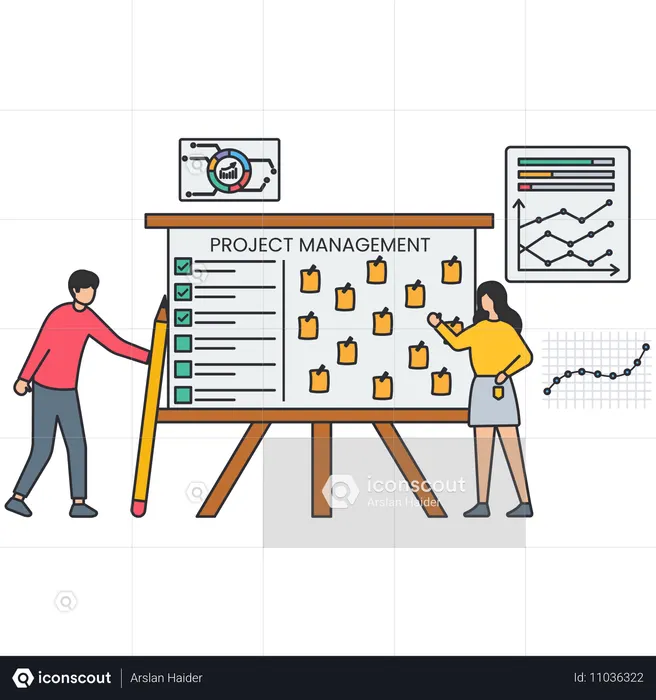 Pessoas de negócios que trabalham em gerenciamento de projetos  Ilustração
