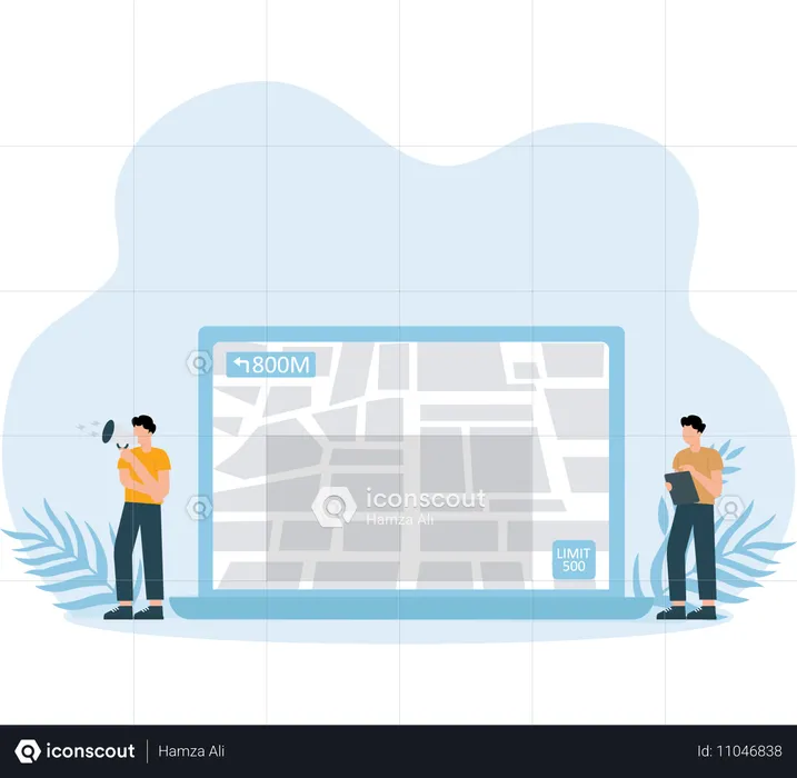 Pessoas fazendo marketing de mapa-múndi  Ilustração