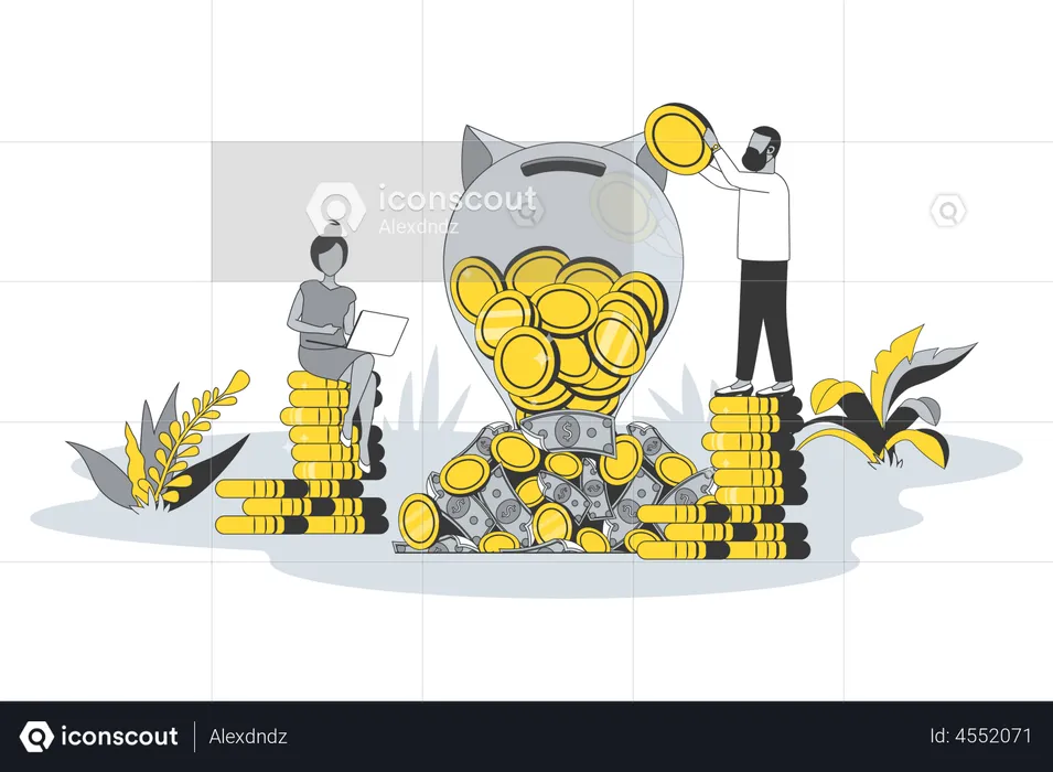 Pessoas investindo dinheiro  Ilustração