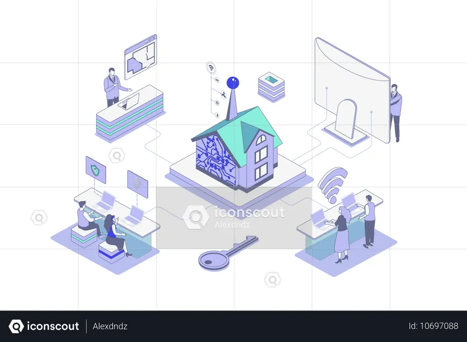Sistema de monitoramento de segurança de pessoas  Ilustração
