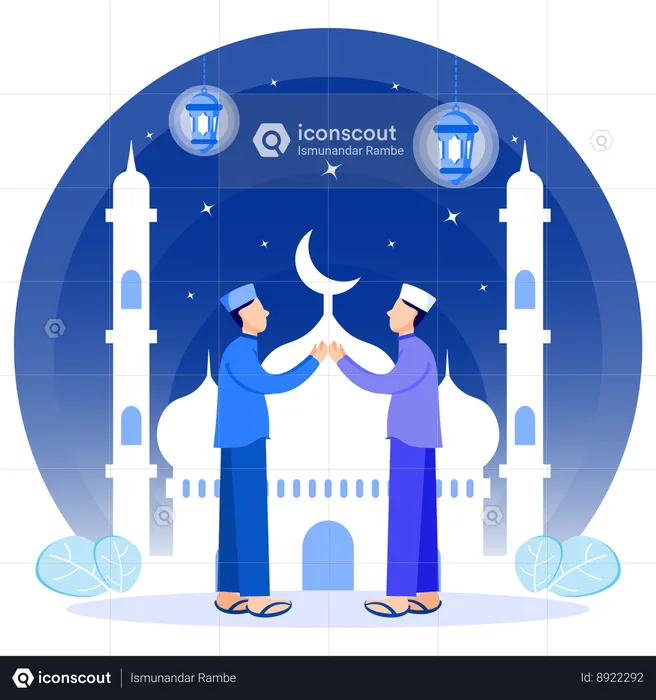 Povo muçulmano dando saudação do Ramadã  Ilustração