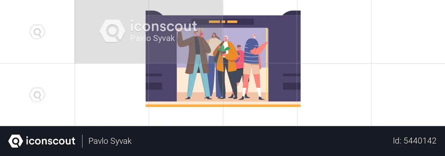 Pessoas na entrada do metrô  Ilustração