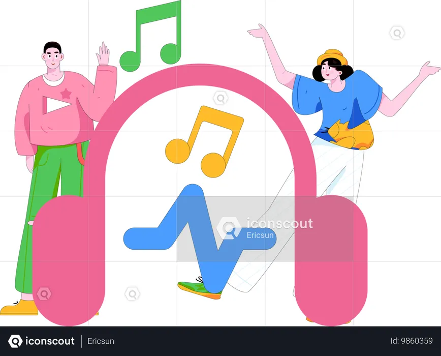 Pessoas ouvindo música  Ilustração