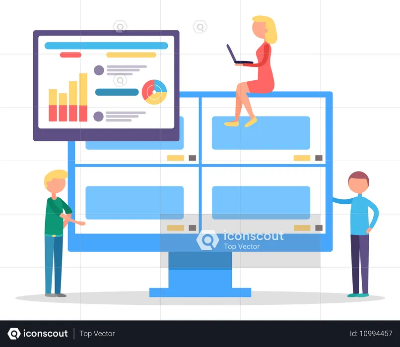 Pessoas se conectando enquanto fazem conferências online  Ilustração