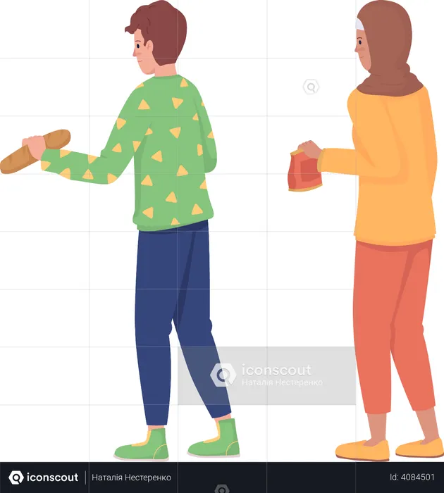 Pessoas segurando comida  Ilustração