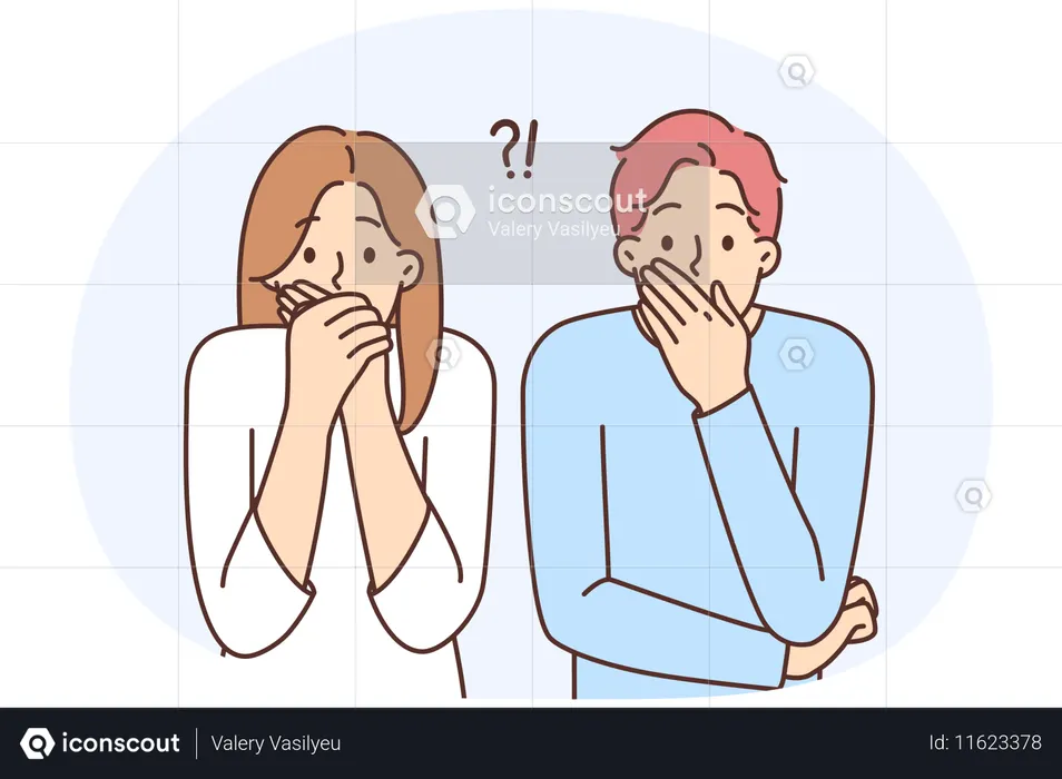 Pessoas atônitas chocadas com notícias inesperadas  Ilustração