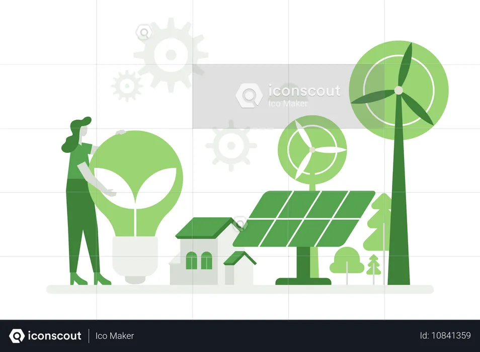 Pessoas que usam energia ecológica  Ilustração