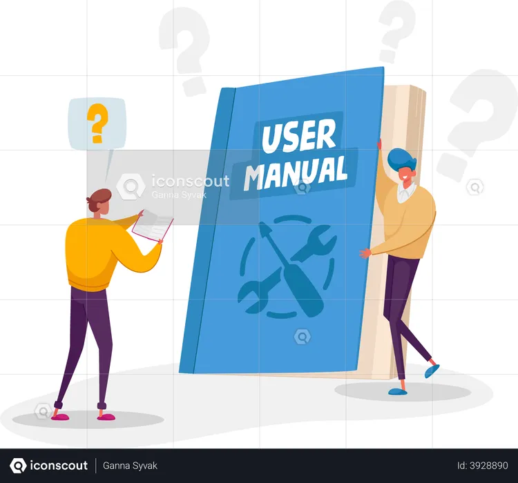 Pessoas que usam o manual do usuário  Ilustração