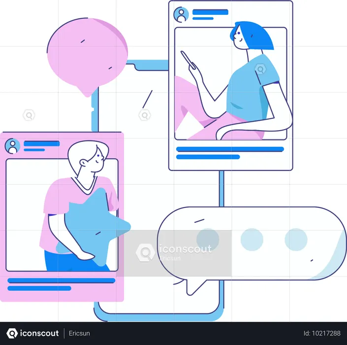 Pessoas usando mídias sociais para postar  Ilustração