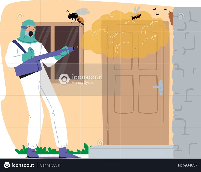 Pest control service effectively tackles wasp infestation  Illustration