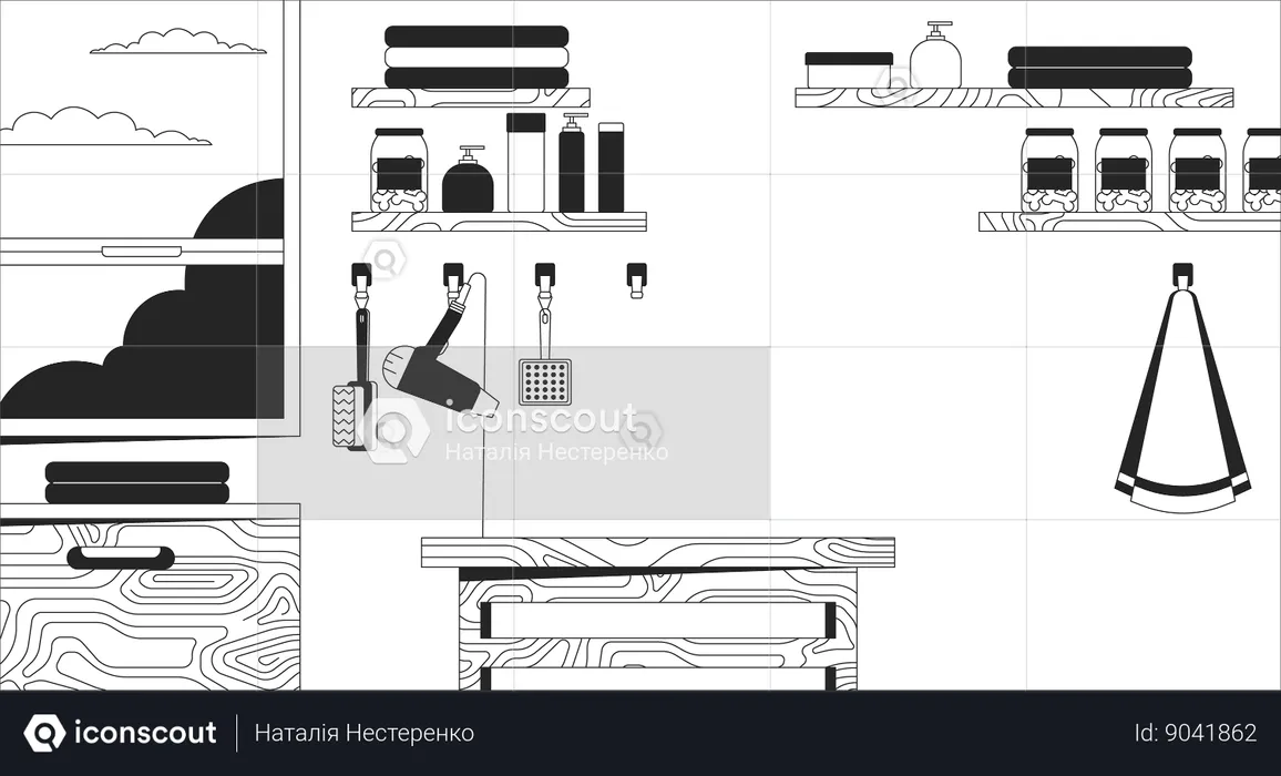 Pet grooming salon interior  Illustration