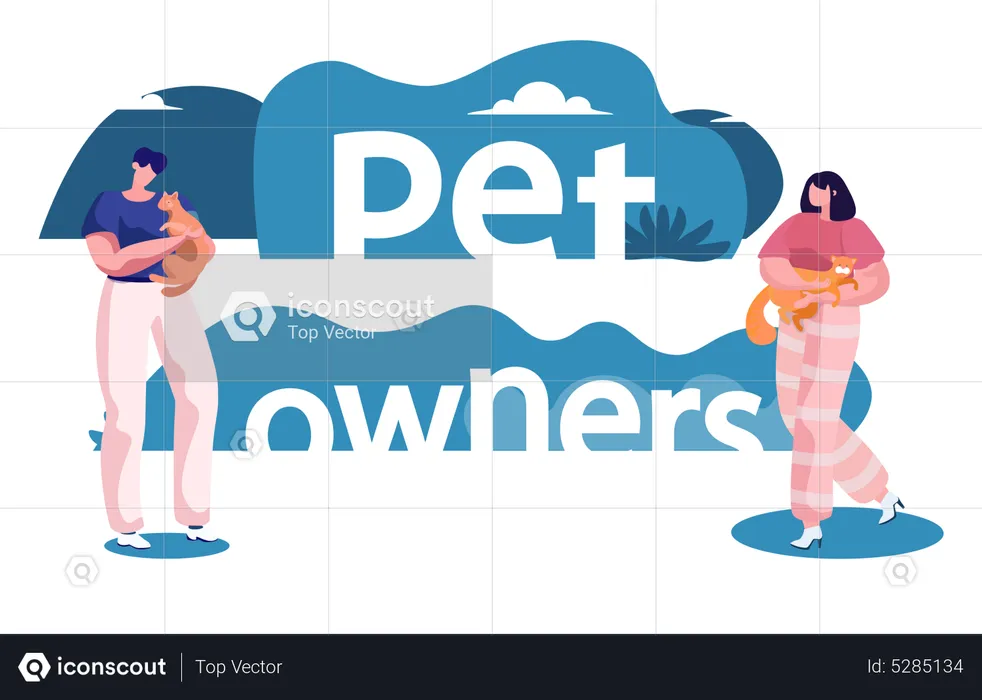 Pet owners playing with animals  Illustration