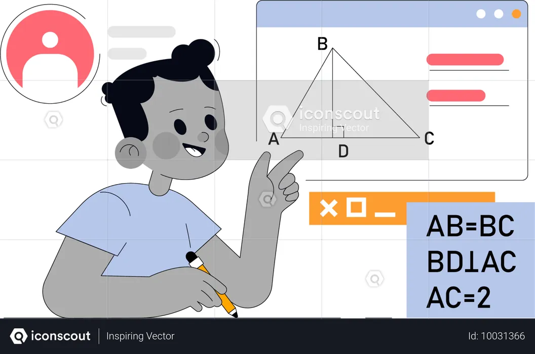 Petite fille qui apprend une formule mathématique  Illustration