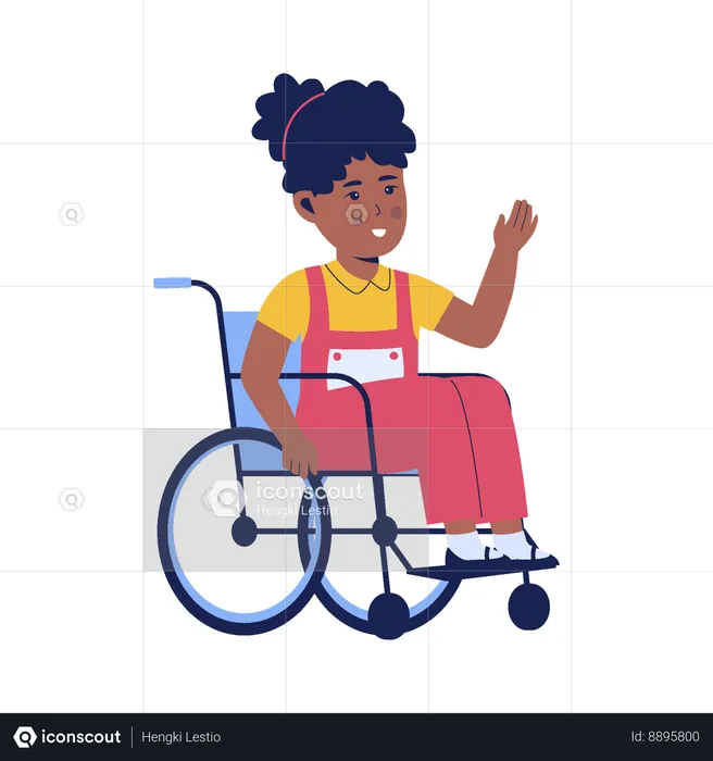 Petite fille handicapée en fauteuil roulant  Illustration