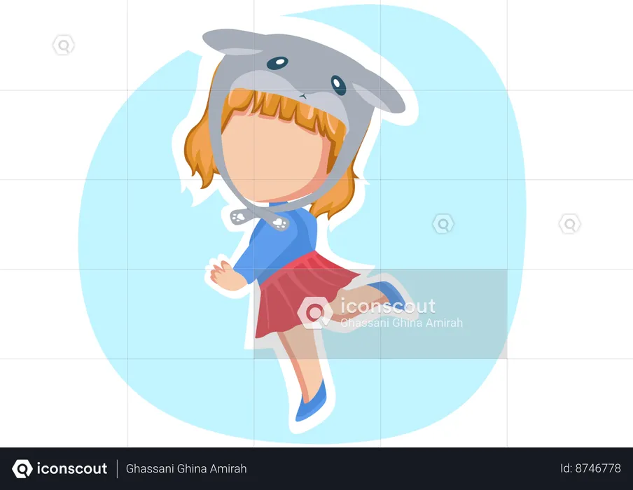 Petite fille portant un chapeau de souris  Illustration