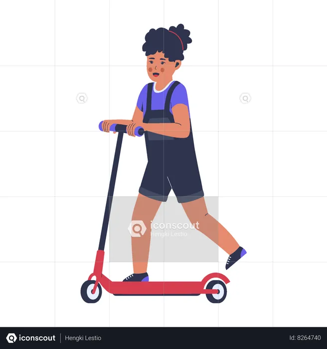 Petite fille en scooter  Illustration