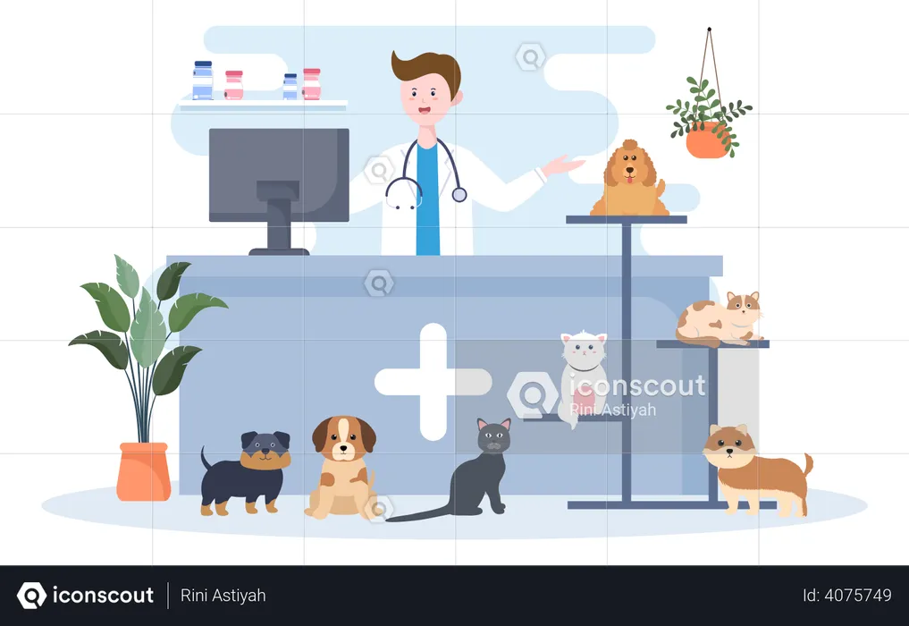 Pets Veterinary Clinic  Illustration