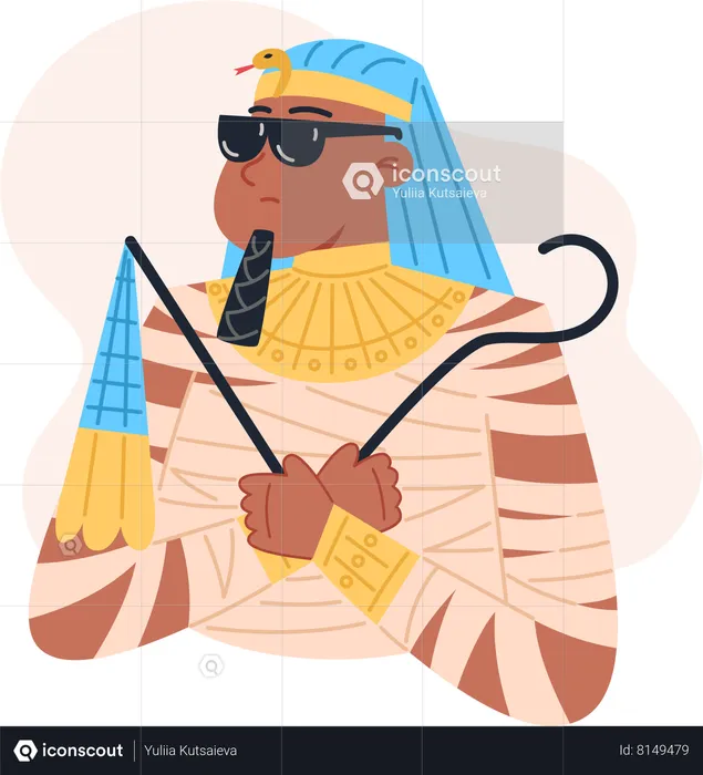 Pharaoh in modern black sunglasses  Illustration