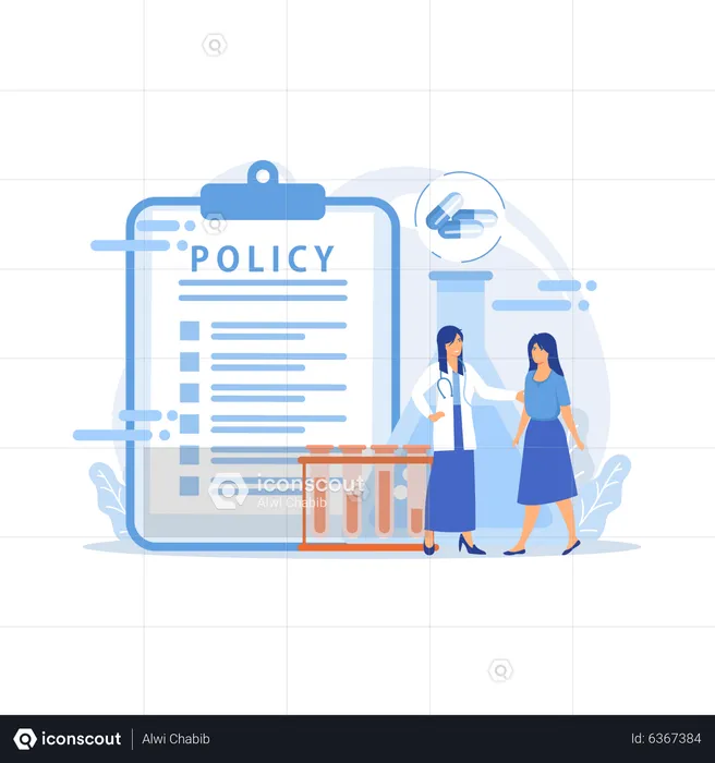 Pharmaceutical policy on clipboard  Illustration