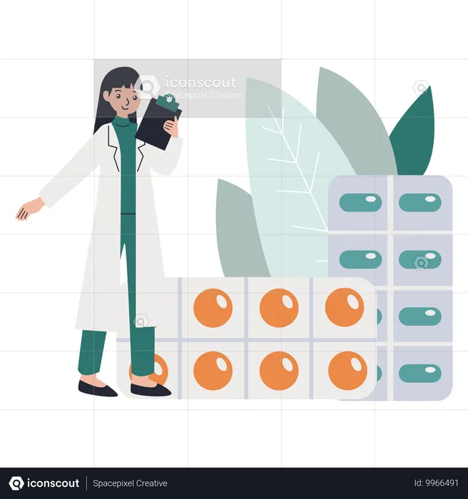 薬剤師が薬を飲むよう勧める  イラスト