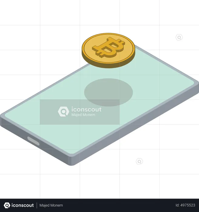 Phone Bitcoin Floating Back  Illustration