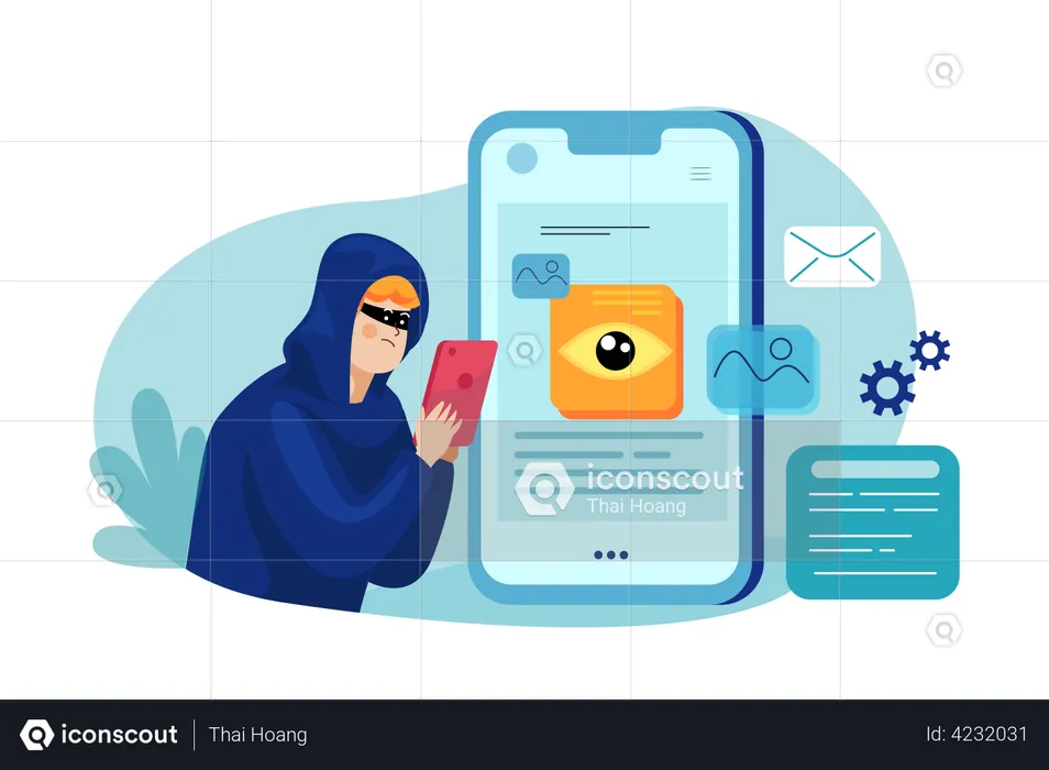 Phone spyware attack  Illustration