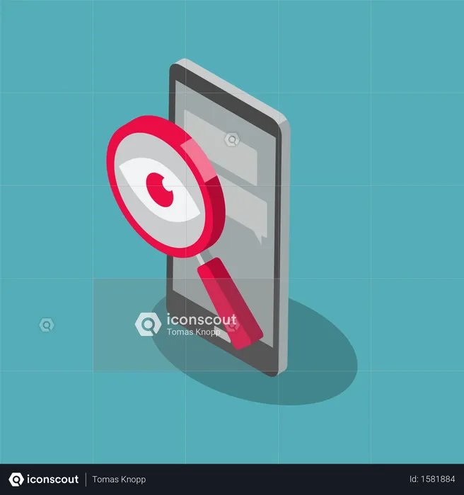 Phone spyware attack symbol  Illustration
