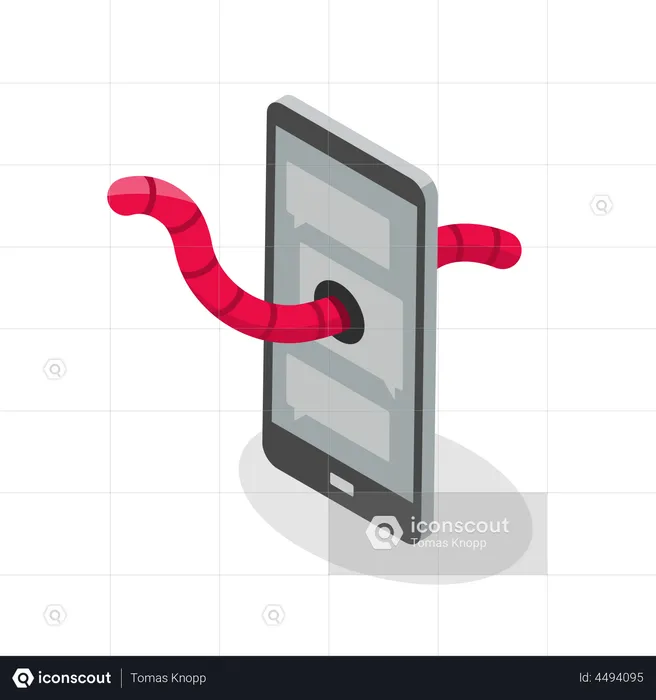 Phone worm attack  Illustration