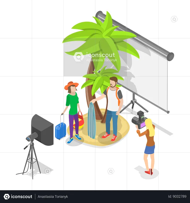 Photographer doing shoot in studio  Illustration