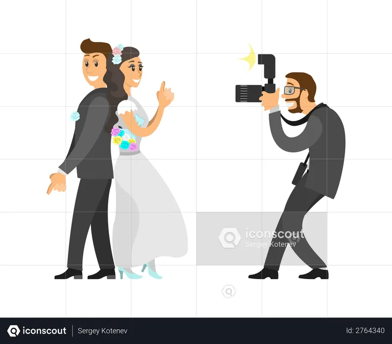 Photographer Taking Photo of Newlywedded couple  Illustration