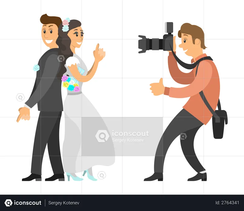 Photographer Taking Photo of Newlywedded couple  Illustration