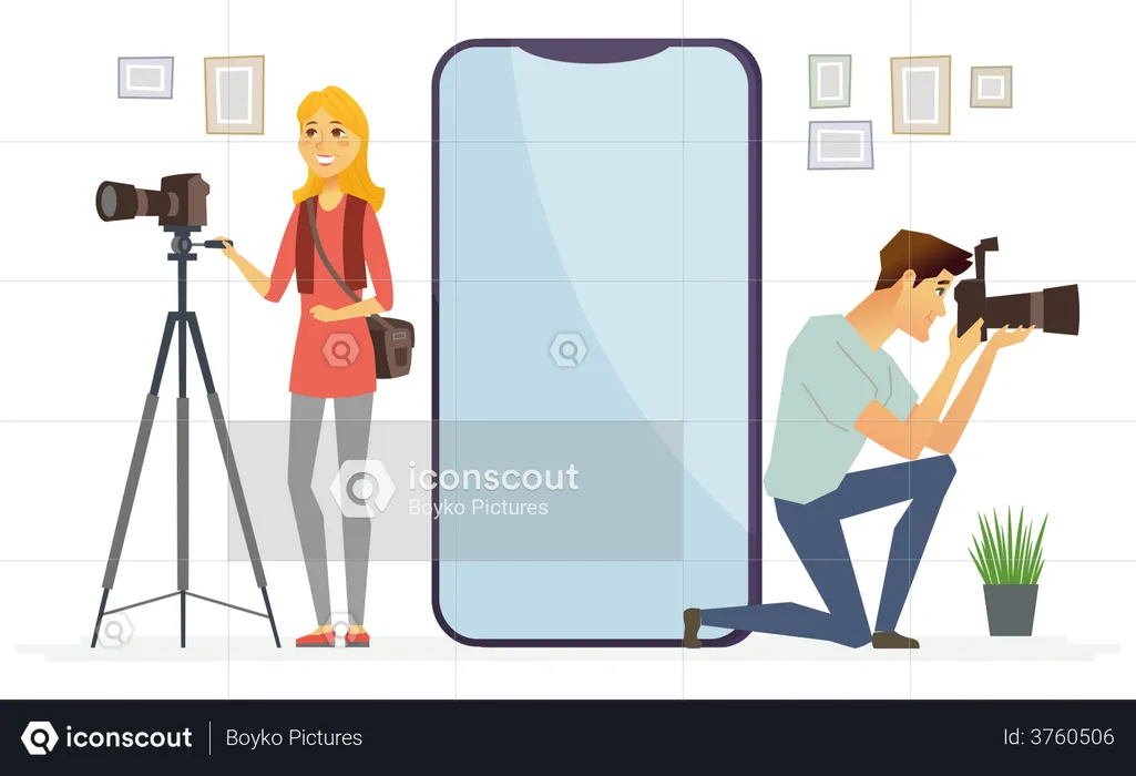 Photographer with mobile screen  Illustration