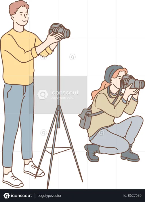 Photographers are doing shooting  Illustration