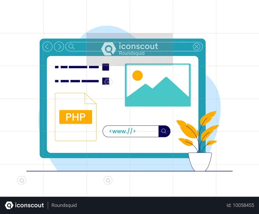 ウェブサイト開発のための PHP コーディング  イラスト