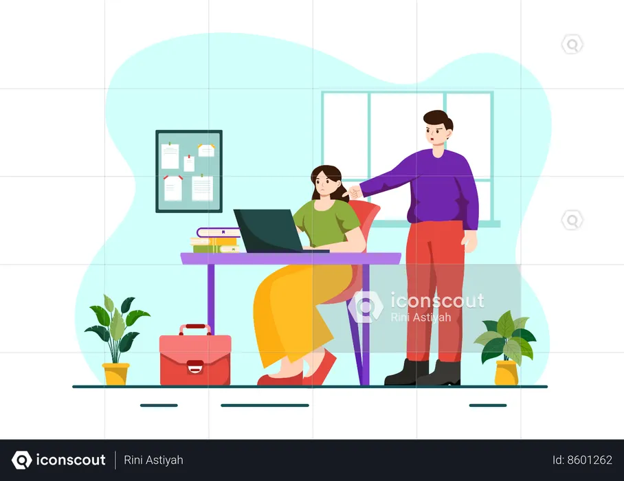 Physical harassment at workplace  Illustration