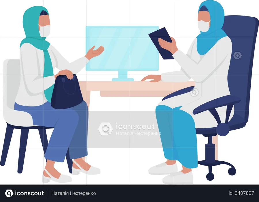 Physician and patient interaction  Illustration
