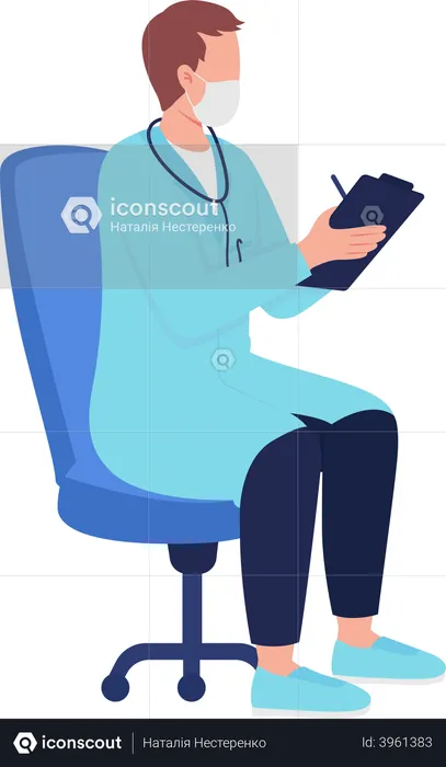 Physician with medical records  Illustration