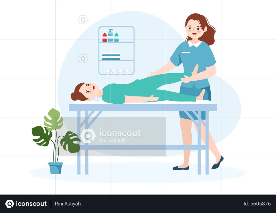 Physiotherapist doing treatment of patient  Illustration