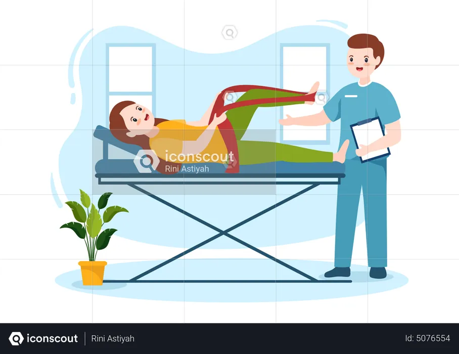 Physiotherapist helping to patient  Illustration
