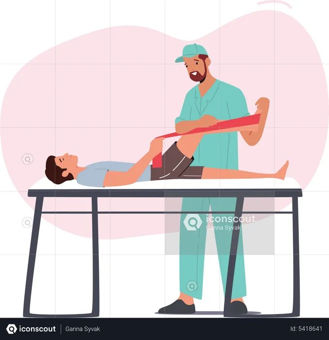 Physiotherapist treating injured patient  Illustration