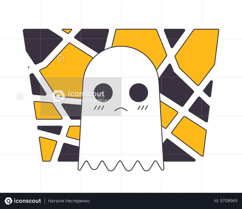 Piccolo fantasma bianco su sfondo di mosaico  Illustration