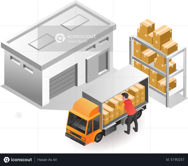 Pick up goods in warehouse for delivery  Illustration