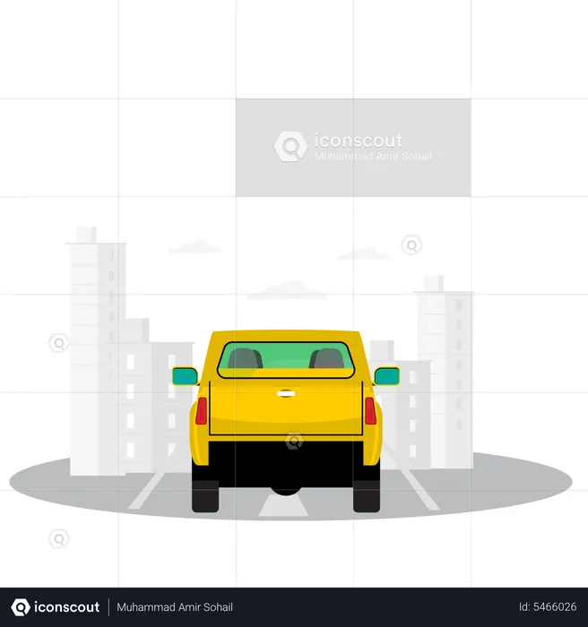 Pickup truck driving in car  Illustration